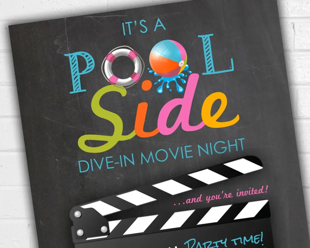 Pool Party Invitation Movie Night Party Poster - Image 2