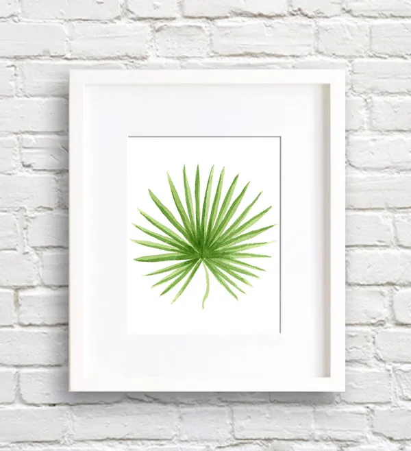 Palm Leaf Watercolor Art Print, Botanical Decor