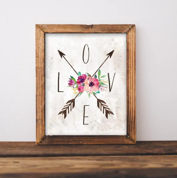 Compass Floral Directional Love Arrow Art Print