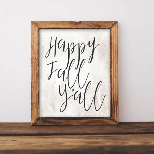 Fall Art Happy Yall Sign Floral Thanksgiving Art Print