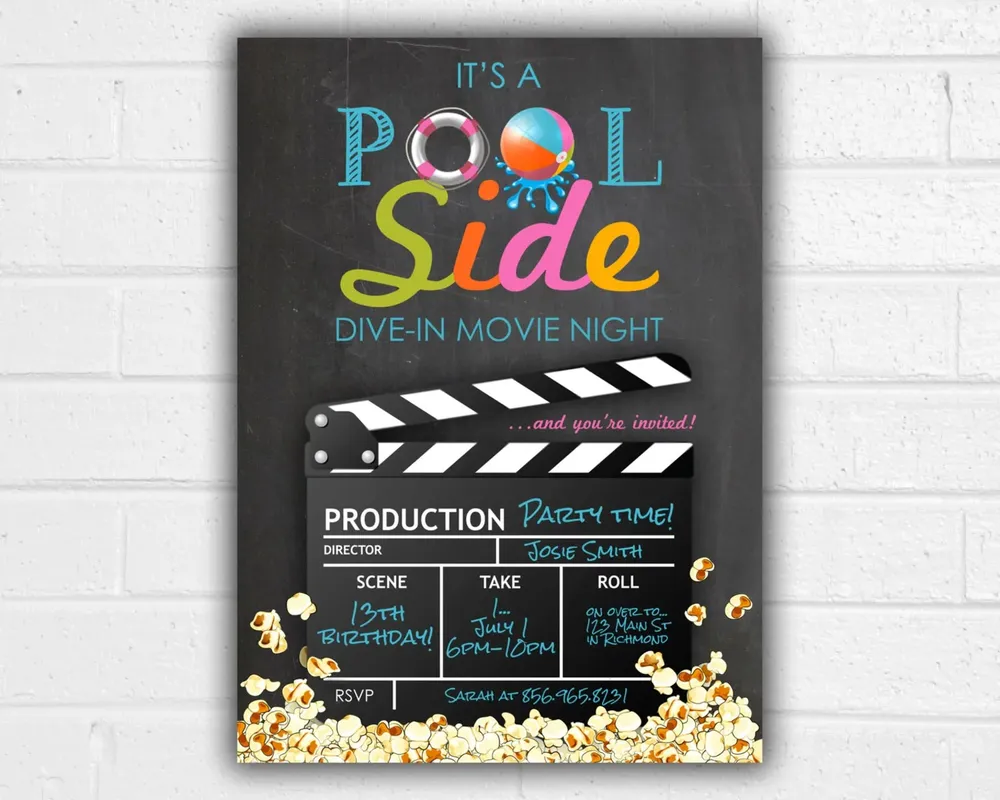 Pool Party Invitation Movie Night Party Poster - Image 3