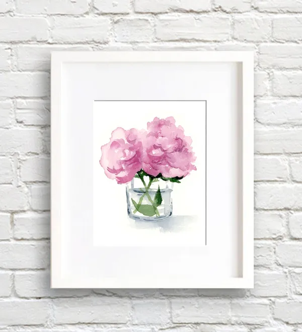 Peony Flower Peonies Watercolor Botanical Art Print