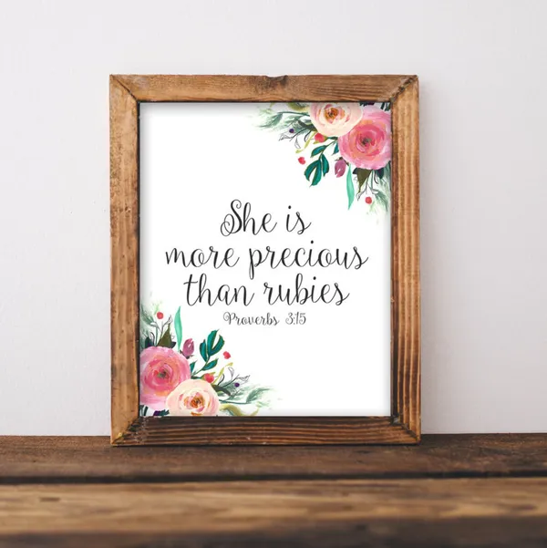 She Is More Precious Than Rubies Scripture Art Print