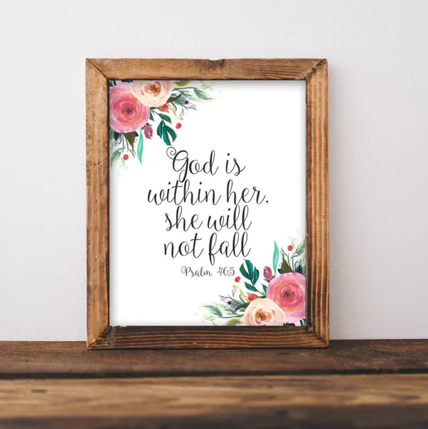 God Is Within Her Psalm 46:5 Nursery Art Print