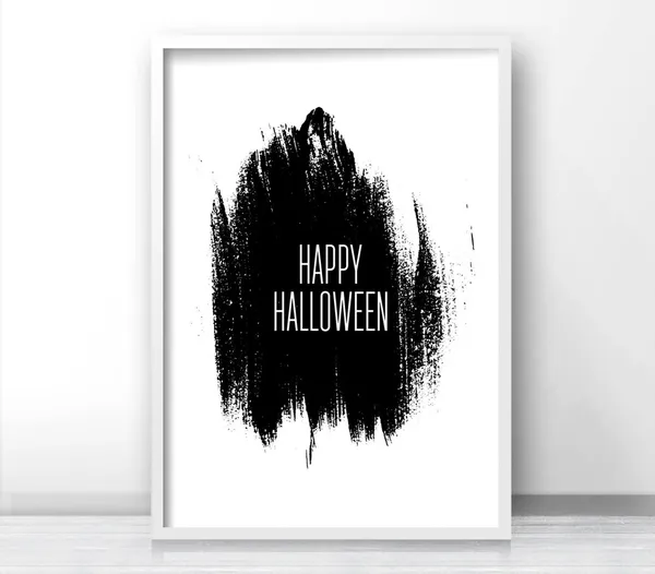 Happy Halloween Wall Art Print, Black and White