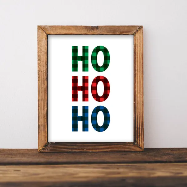 Christmas Ho Plaid Holiday Santa Art Print