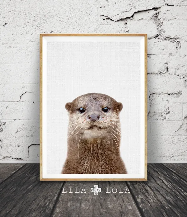 Otter Print, Minimalist Color Photo Poster