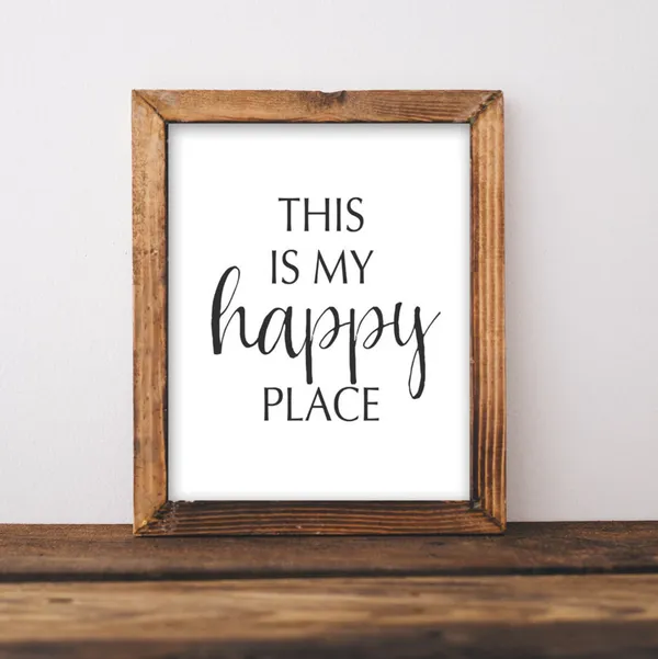 This Is My Happy Place Quote, Typography Art Print