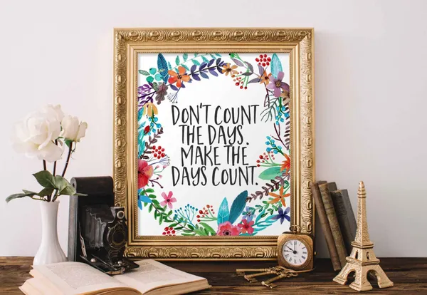 Motivational Floral Typography Art Print, Office Decor