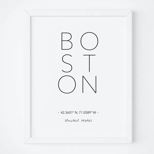 Boston Scandinavian Typography Travel Poster