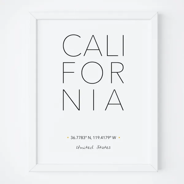 California City Coordinates Typography Art Print
