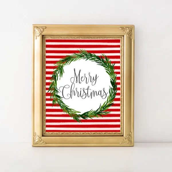 Christmas Merry Print, Watercolor Holiday Decor