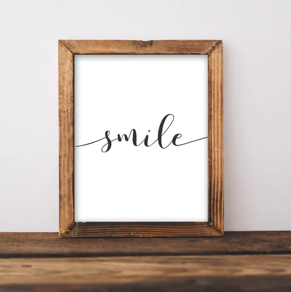 Smile Quote Typography Art Print, Positive Home Decor