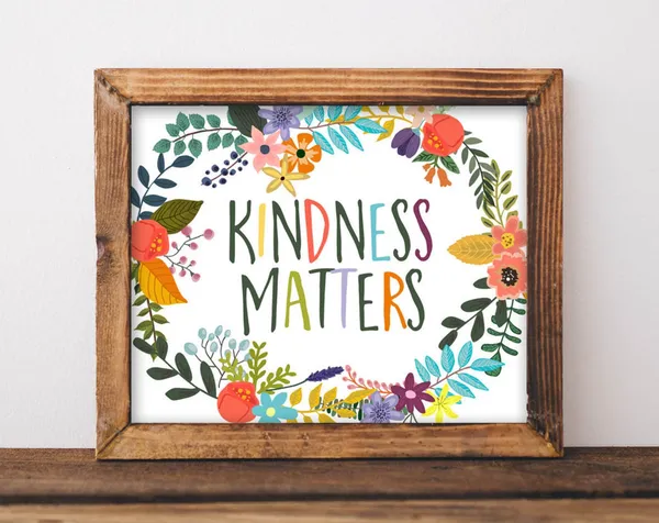 Kindness Matters Floral Office Decor Quote Art Print