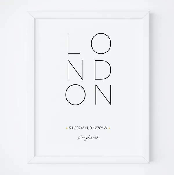 London Travel Poster, Modern City Typography