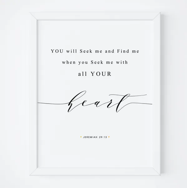 Jeremiah 29:13 Bible Verse Home Wall Art