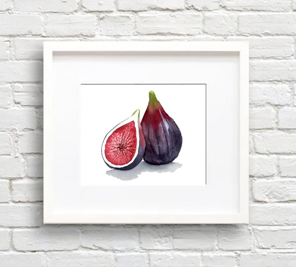 Fig Watercolor Art Print, Kitchen Wall Decor Piece