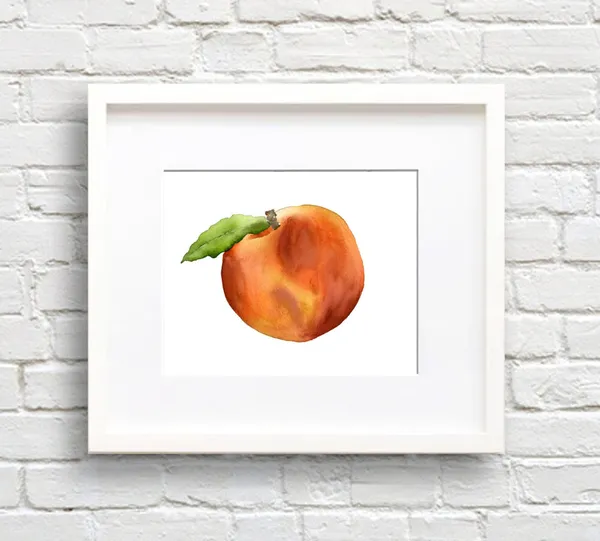 Peach Watercolor Kitchen Art Print, Wall Decor