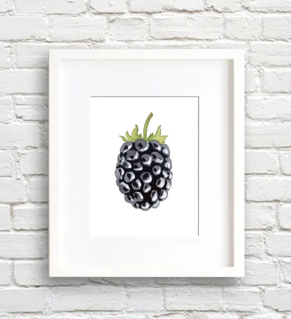 Blackberry Watercolor Kitchen Wall Art Poster