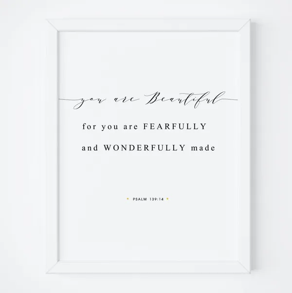 Psalm 139:14 Bible Verse Scripture Art Print