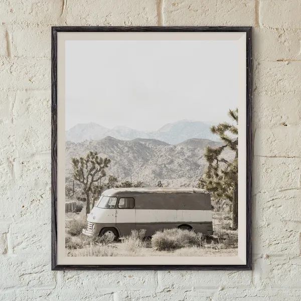 Retro Van Near Joshua Tree Travel Poster