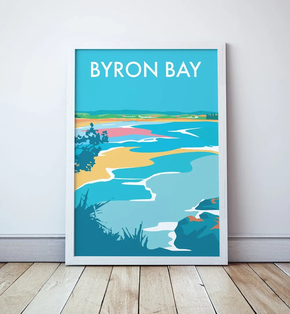 Byron Bay Beach Travel Print, Surf Coast