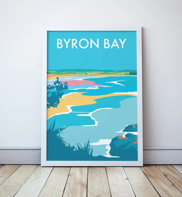 Byron Bay Beach Travel Print, Surf Coast
