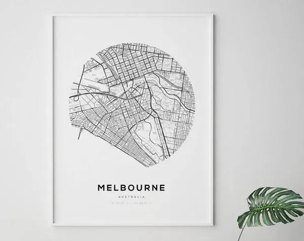 Melbourne Australia Map Print, Minimalist Travel Poster
