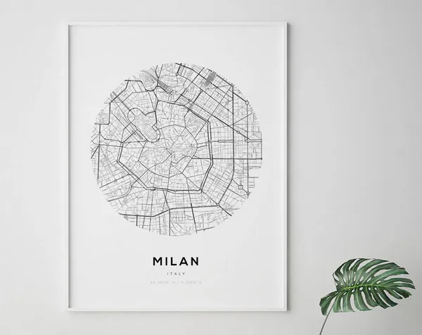 Milan City Map, Minimalist Travel Poster
