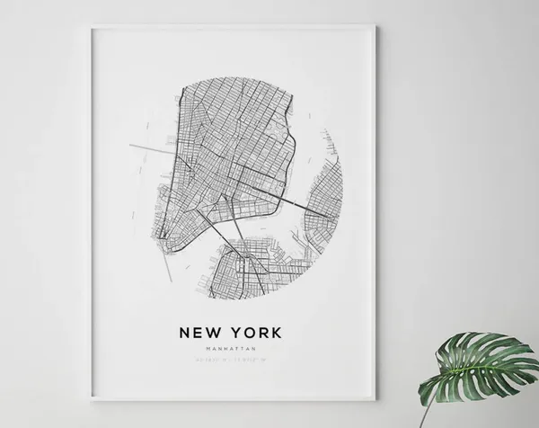 New York City Map, Minimalist Travel Poster