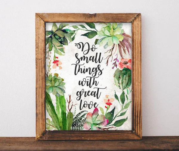 Succulent Quote Art Print, Do Small Things With Love