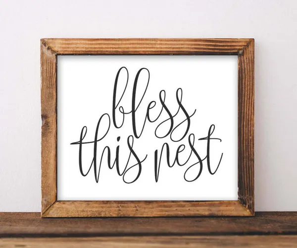 Bless This Nest Black And White Farmhouse Art Print