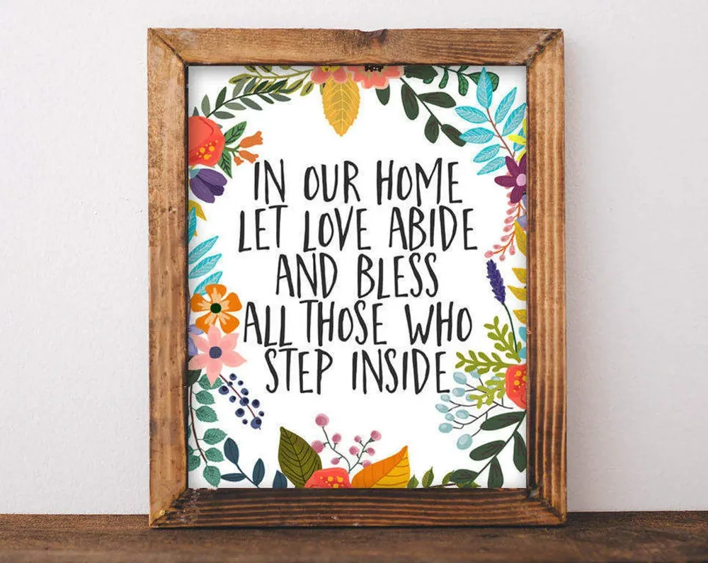 Let Love Abide Floral Quote Art Print