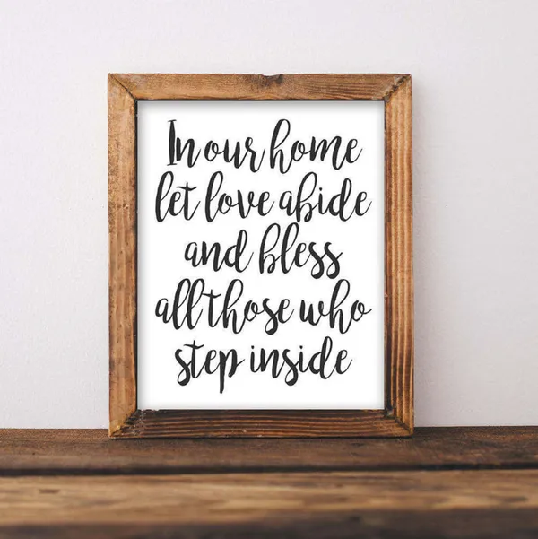 Let Love Abide Quote Floral Art Print