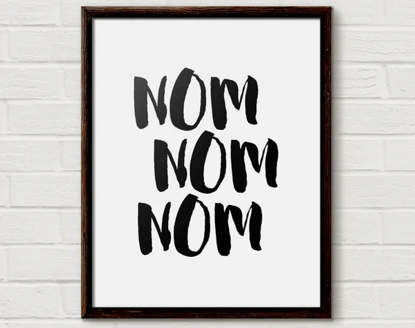 Nom Nom Nom Kitchen Art Print, Black And White