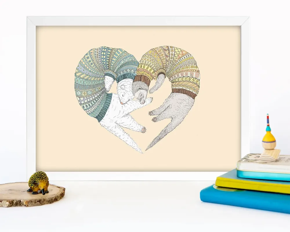 Ferret Heart Print, Kawaii Nursery Room Decor - Image 3