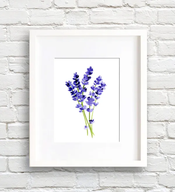 Lavender Watercolor Art Print, Floral Wall Decor
