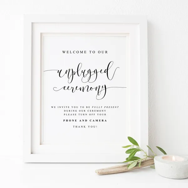 Unplugged Ceremony Sign Wedding Ceremony Sign