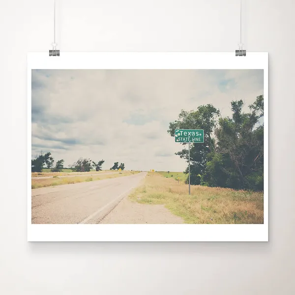 Texas State Line Route 66 Travel Poster