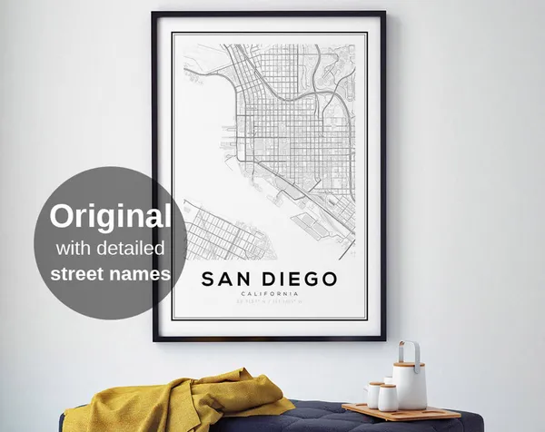 San Diego City Map Minimalist Art Print