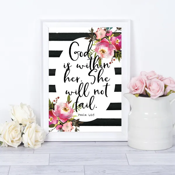 Bible Verse Scripture Art, Psalm 46 Wall Art Print