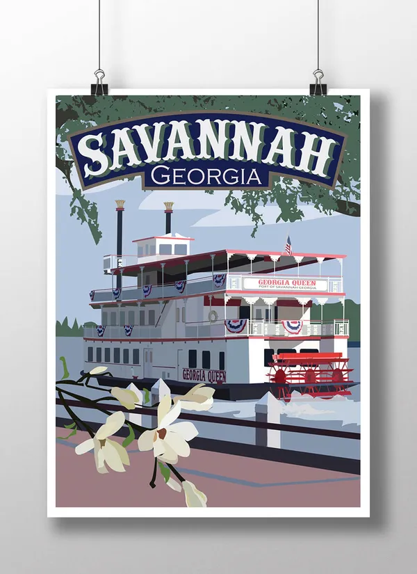 Savannah Georgia Vintage Travel Poster Art Print