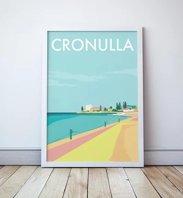 Cronulla Beach Vintage Style Seaside Travel Poster