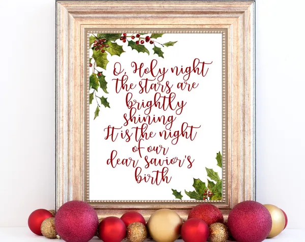 O Holy Night Christmas Carol Festive Art Print