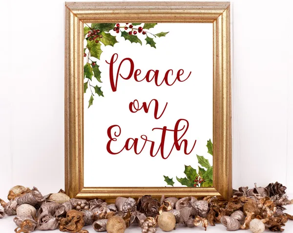 Peace On Earth Christmas Typography Holiday Poster