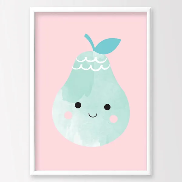 Pear Print, Nursery Decor Kids Art Poster Print