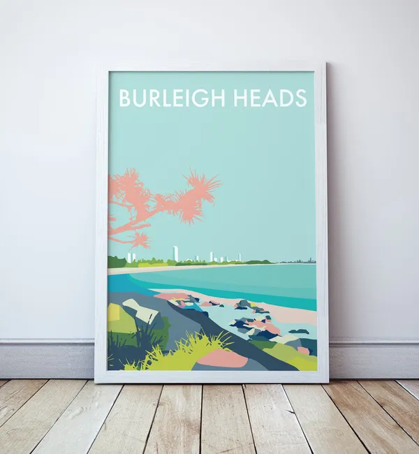 Burleigh Heads Gold Coast Beach Queensland Travel Poster