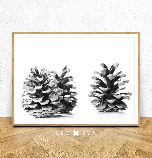 Pine Cone Print, Scandinavian Nature Decor Poster