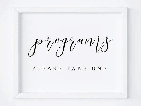Programs Please Take One Wedding Reception Sign