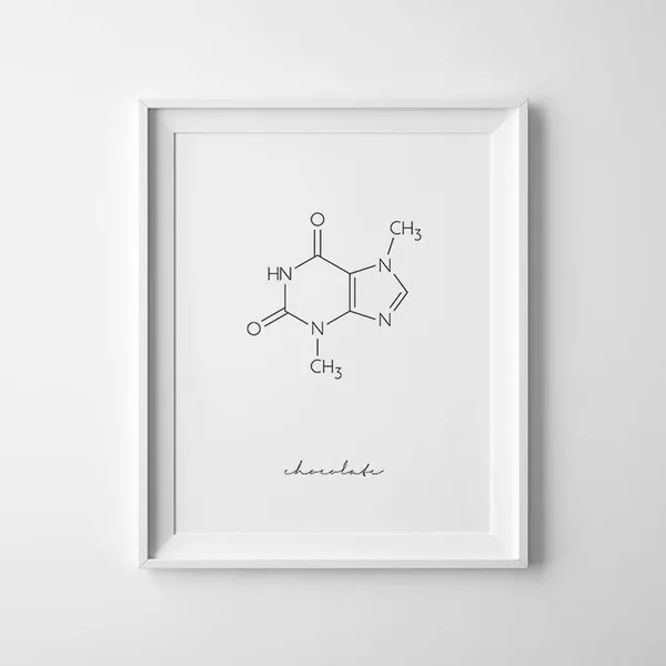 Chocolate Molecule Science Art, Kitchen Poster Print